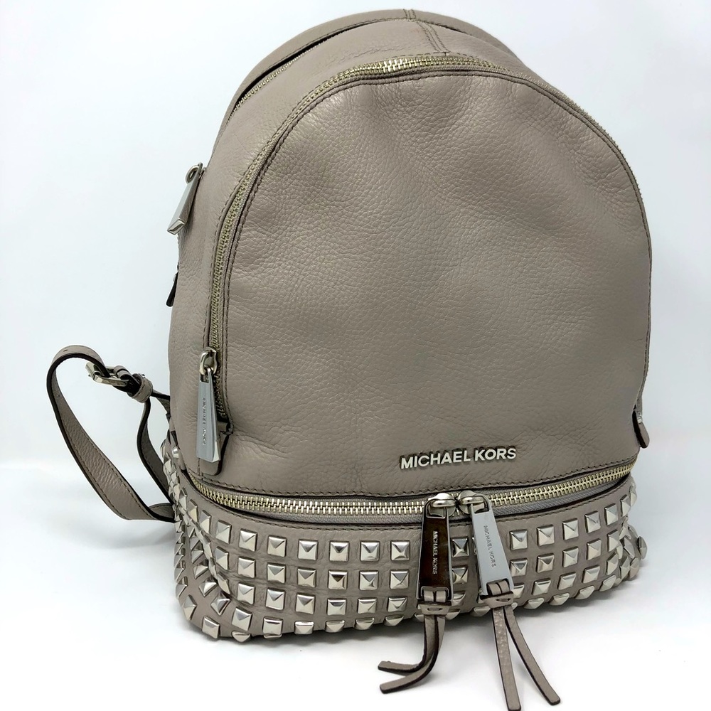 Michael Kors gray studded Rhea backpack